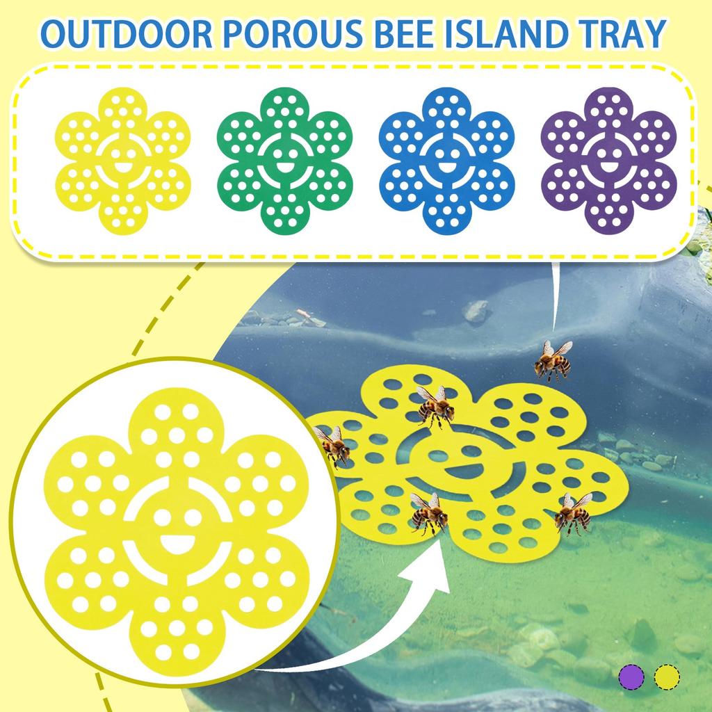 4-teiliges kreatives bienenförmiges Tablett mit porösem Entwässerungsdesign, praktische Kleinigkeiten für Gartenbalkon, vier Farben zur Auswahl