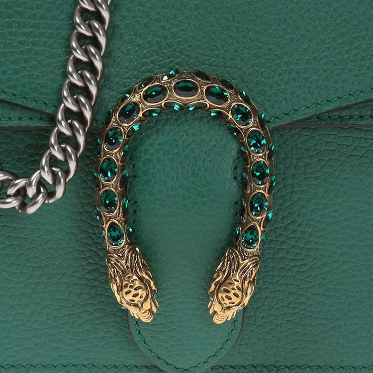 Gucci Dionysus Tiger Head Buckle Chain Leather Shoulder Bag Women Shoulder Bag Emerald-Green 400249-CAOGX-3120