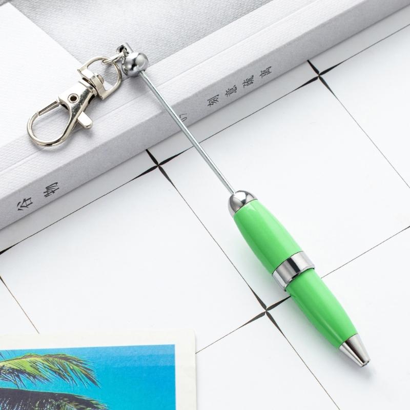 5pcs Writing Pen Beadable Ballpoint Pen with Keychain Beaded Pen for Student