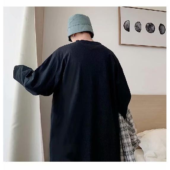 2024 Men's Long-Sleeved T-shirt Autumn Undershirt Long Sleeve Cotton Autumn Hong Kong Style Printing Loose Trendy Top