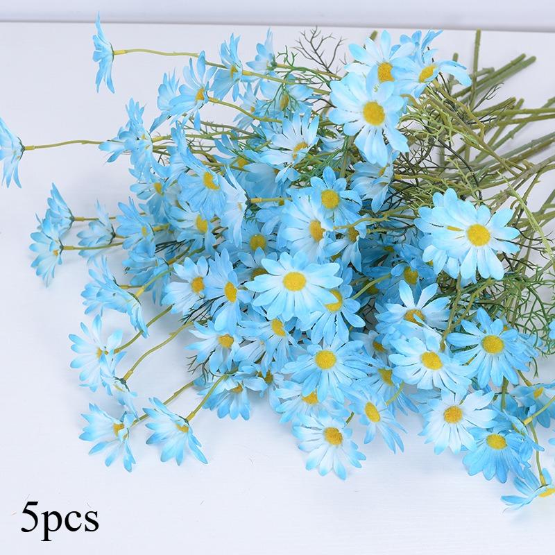 5pcs Artificial Small Daisies Lifelike Fake Daisy Flowers Faux Mini Daisies for Home Vase Decor Wedding Party Table Centerpieces