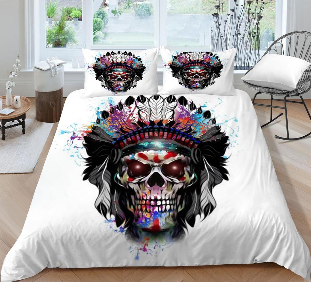 Quilt Cover 3D Printing Skull Home Bedclothes with Pillowcase King Double Size Soft Bed Set Luxury Duvet Cover