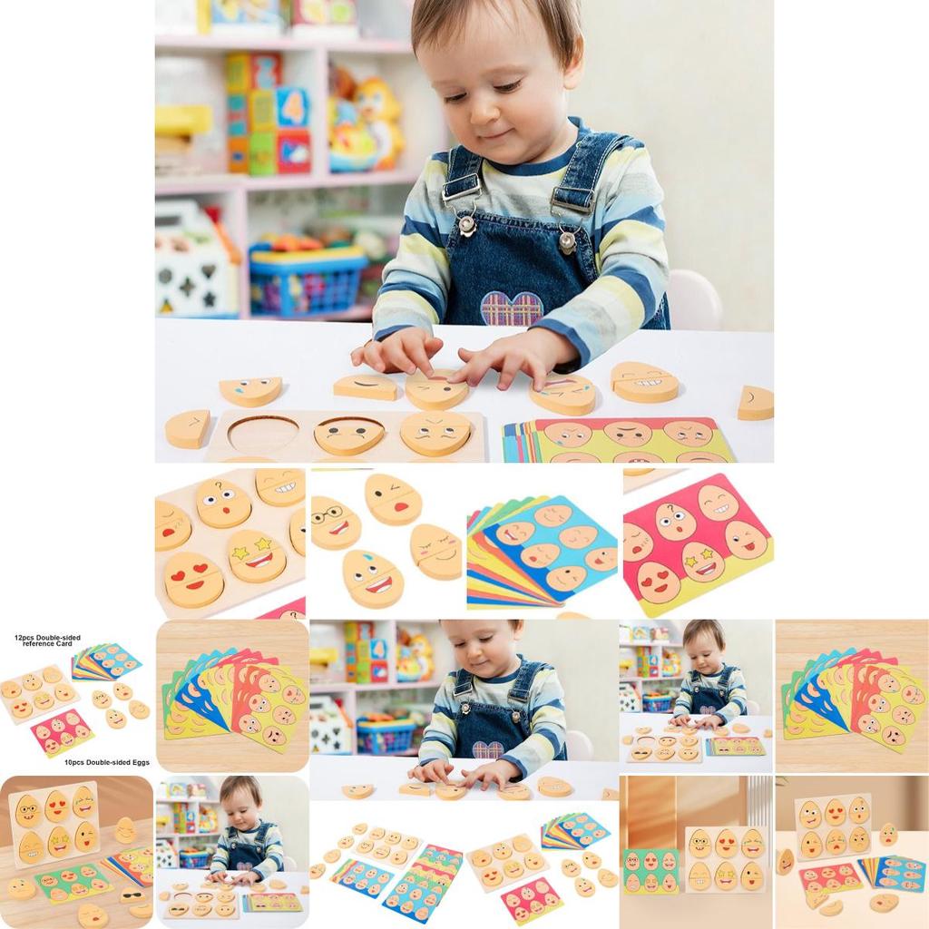 Wooden Emotion Eggs Early Educational Matching Toy For Toddlers And Babies