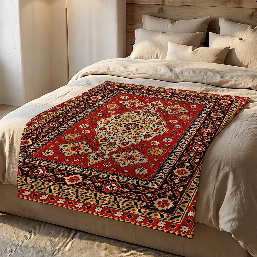 VintagePersianRug Throw Short Plush Throw Blanket Soft Skin-Friendly Multi-Scene Home Office