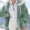 Loose plush zipper hooded jacket