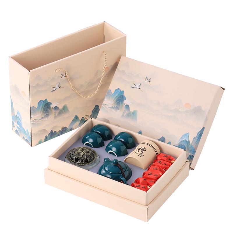 New Year's Day company activities send customers practical souvenirs business sets travel tea sets incense burner combination gifts