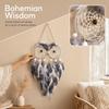 18.8in Grey Owl Wall Hanging Owl Handmade Dreamcatcher Boho Dream Catcher  Bedroom Wall Decor