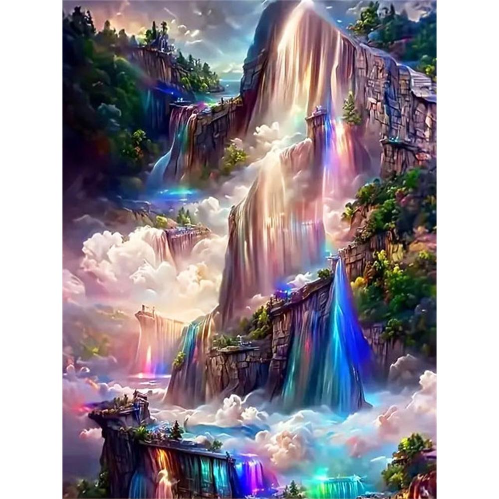 Full Diamond Painting Landscape Diamond Mosaic Waterfall Embroidery Tree Fantasy Wall Decor Craft Kit