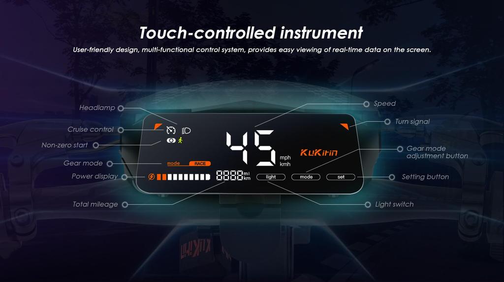 Elektroroller Kukirin G2 10" 800W Motor Höchstgeschwindigkeit 45KM/h Elektroroller für Erwachsene 48V 15.6AH Reichweite 55KM Last 120Kg Neu