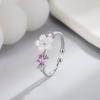 Sakura Temperament Ring: Women's Korean Style with Inlaid Diamond, Sweet Mori Girl Fashion