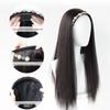 Women's Retro Rhinestone Headband Wig with Long Straight Hair, U-Shaped Half Head Cover