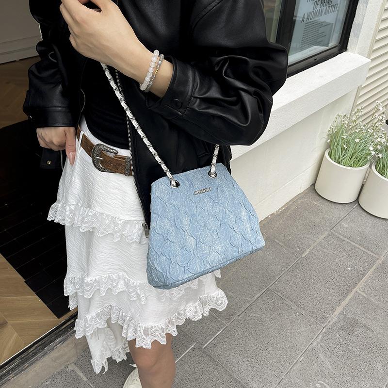 Denim bag new fashion simple diamond messenger bag niche summer casual fashionable shoulder bag