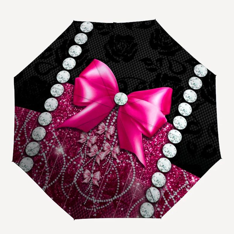 

1pc Diamonds, Bow, Glamour Umbrella with Plastic Handle,Compact & Stylish,Suitable for All Seasons YS331097