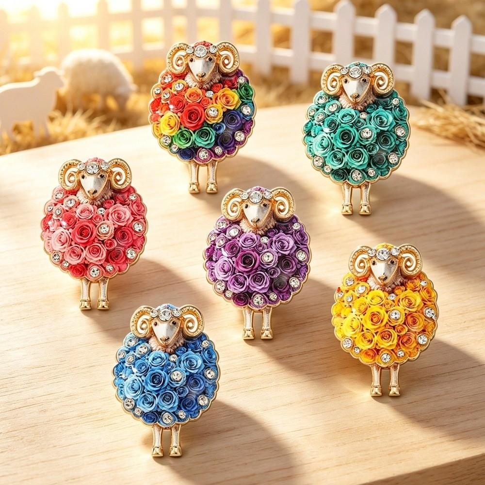 Colorful Sheep Brooches Lovely Flower Brooch Pin New Sheep Pin Badge  Office Wear