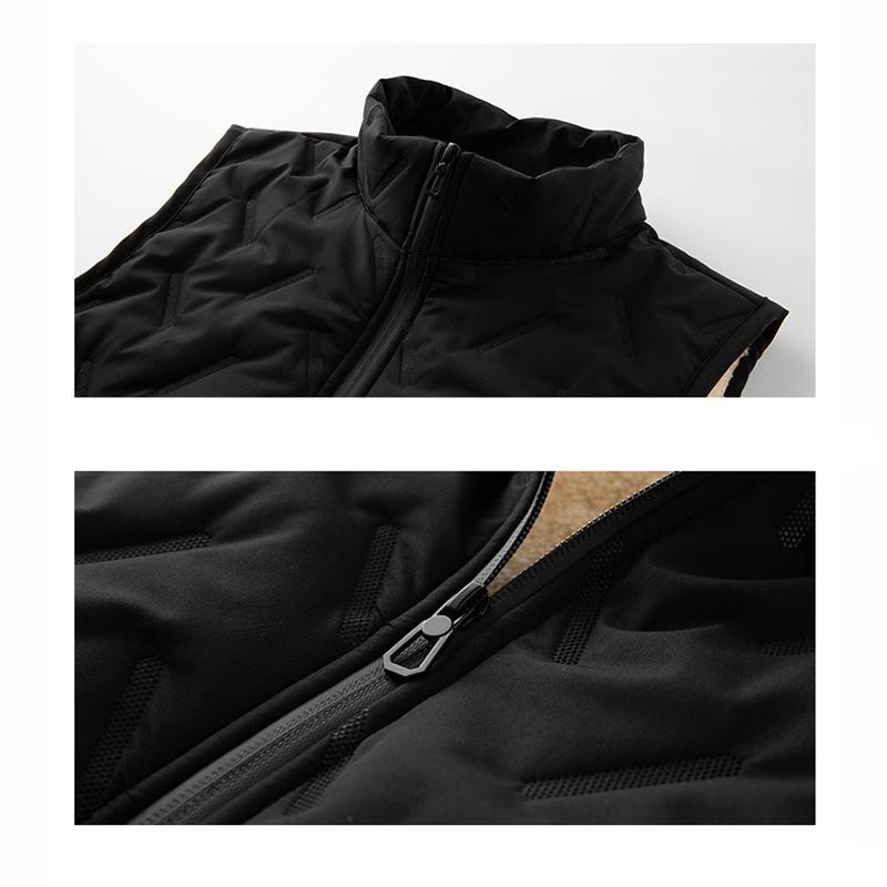 Autumn Winter Fashion Men's Vest Jacket Casual Warm Standing Collar Sleeveless Men