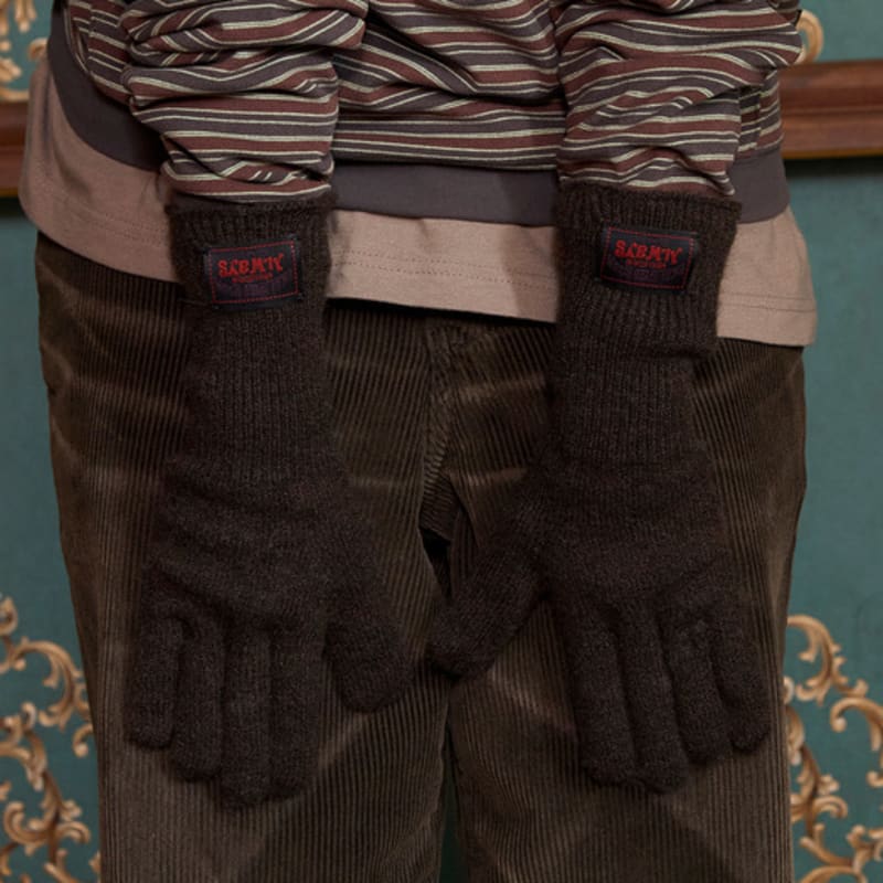 

НЕОБРАБОТАННЫЕ ВЯЗАНЫЕ ПЕРЧАТКИ / КОРИЧНЕВЫЕ FREE