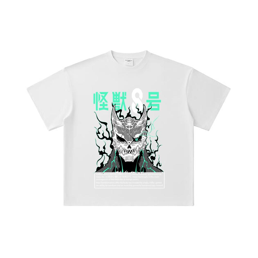 260 GSM Double Yarn 32 Count 100% Cotton Kaiju No 8 V3 Print Unisex Heavy Cotton T Shirt