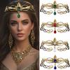 Vintage Gold Color King Round Elves Crown Crystal Goddess Tiaras Women Man Vintage Leaf Headband Diadem Bridal Hair Accessories