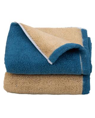 Imabari Bath Made In Certified 70 X Navy X Beige Towels, Large, 2-Piece Set, Thick, Large, Japan, Absorbent, 130cm, 100% Cotton, Reversible,