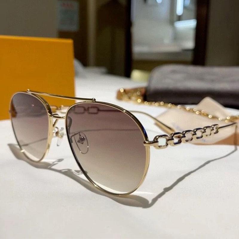 Vintage Pilot Metal Chain Sunglasses Women For Men  New Sun Glasses Punk Luxury Brand Designer Popular Big Frame Sexy Shades