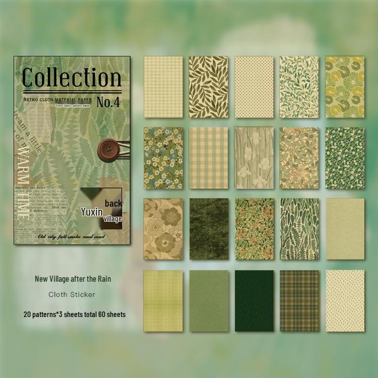 

Yuxian Retro Artistic Diary Base Paper - 60 Sheets, 6 Styles