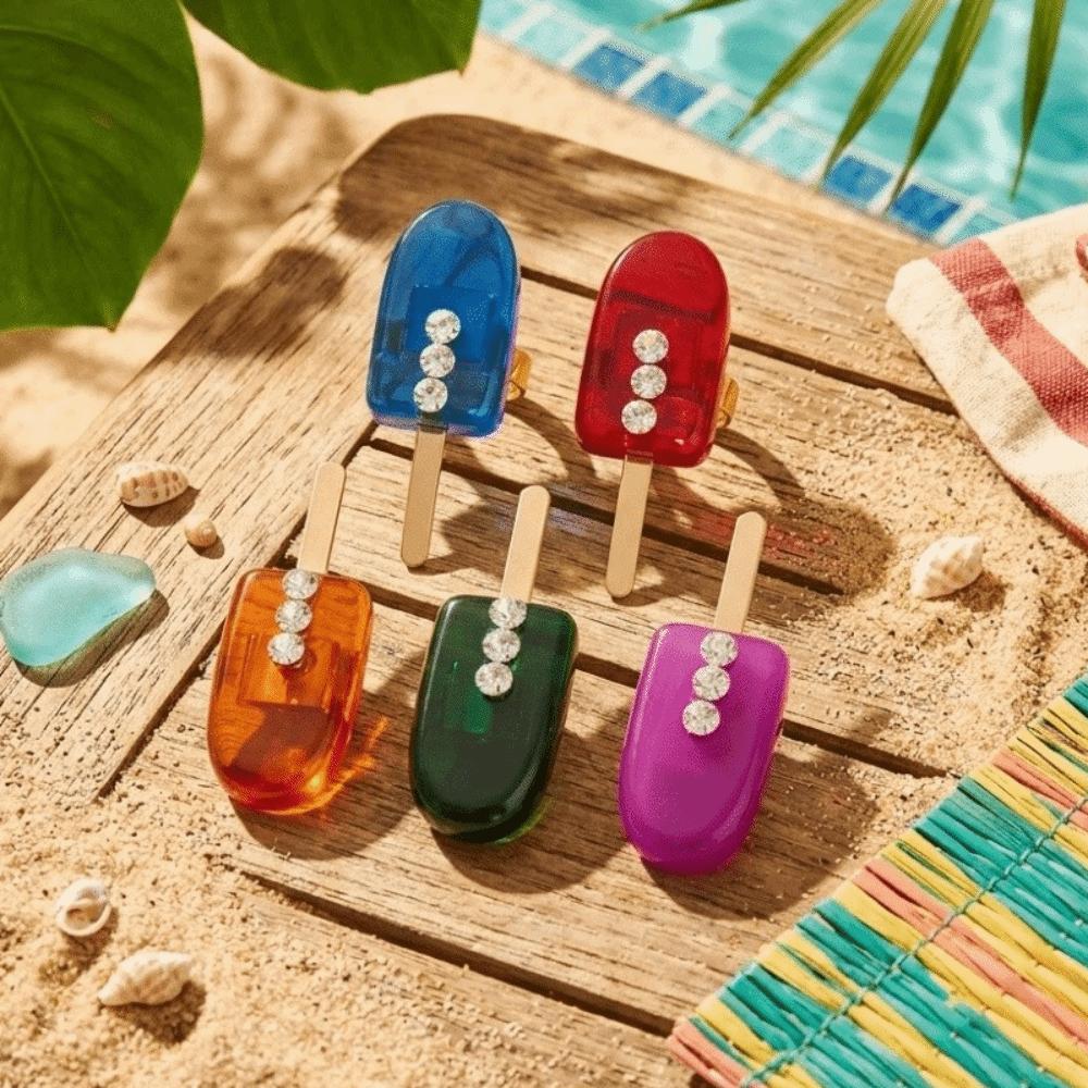 Exquisite Open Ice Sucker Finger Ring Exaggerated Chunky Ice Lolly Rings Korean Style Alloy Rhinestone Ring Overlay