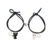 Love Magnet Black & White Cat Moon Pendant Couple Bracelet Set