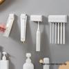 Punch-Free Wall-Mounted Toothbrush and Toothpaste Holder - Multifunctional Bathroom Organizer In White