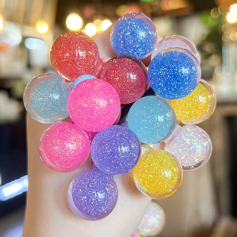 2pcs /set Cute Candy Color Ball Hair Tie For Girls Elastic Hair Rubber Band Kids Kawaii Hair Rope Baby Hairbands Child Headdress