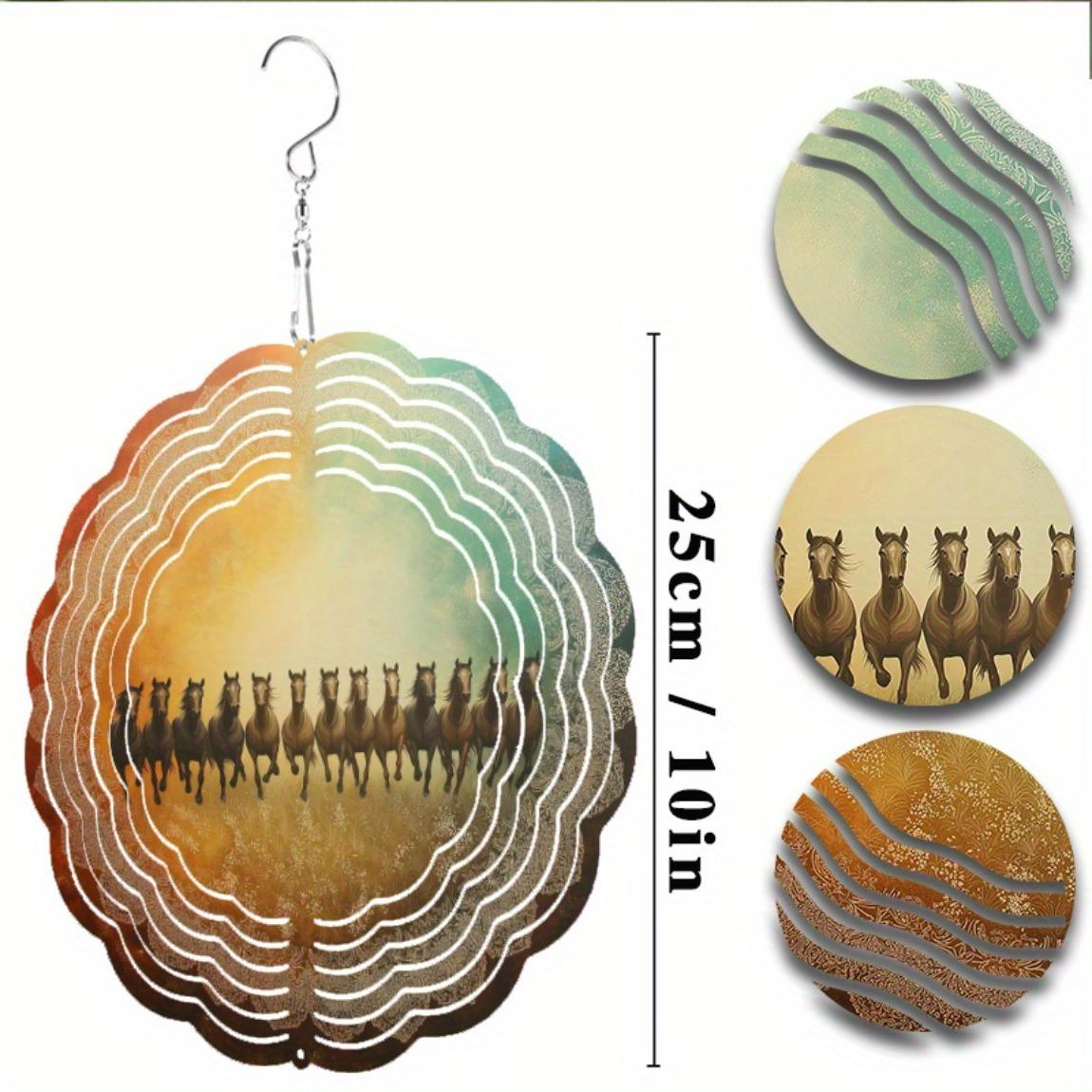 

Величественная Лошадь Колокольчик Ветра Уличный Садовый Декор Вращающееся на 360° Металлическое Искусство Дизайн Скачущих Лошадей Батарейки Не Требуются Подарок для Любителей Лошадей 01A