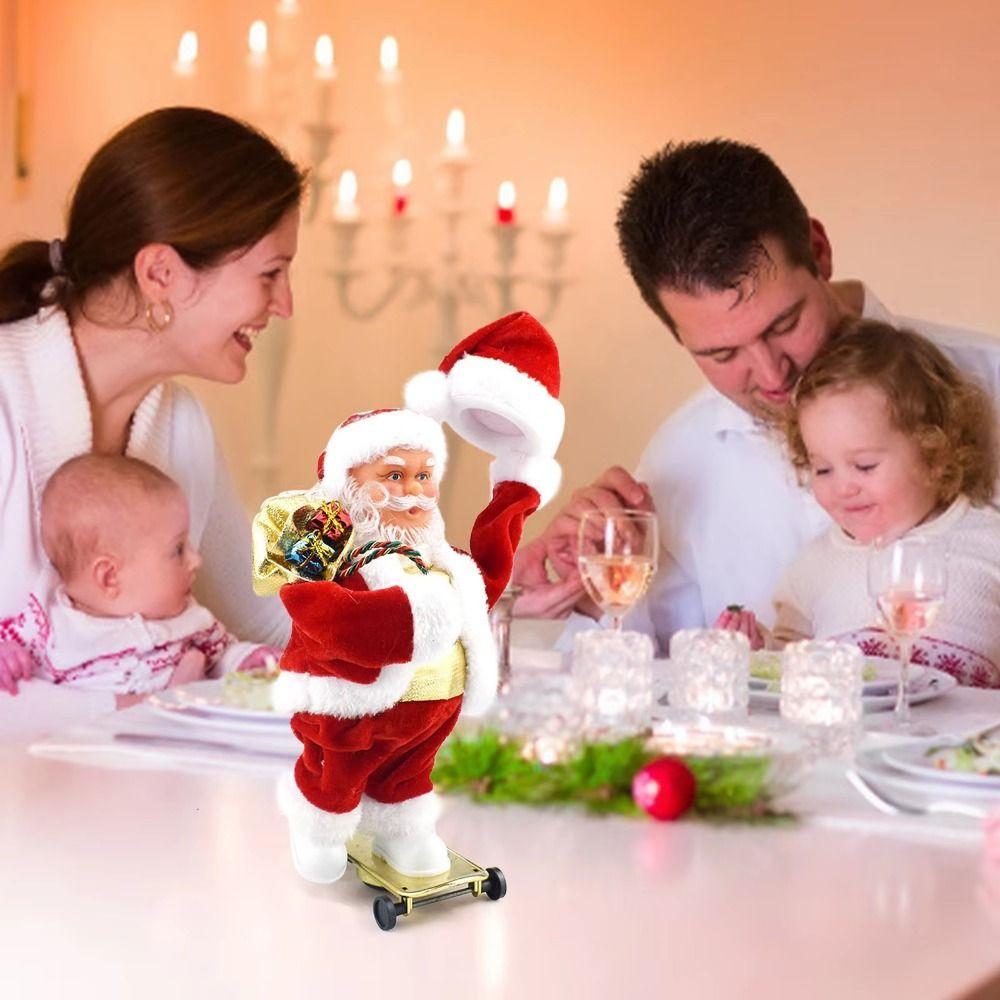 Slides Skateboard Electric Santa Toys Swing Hat Dancing Santa Claus Toys  Decoration