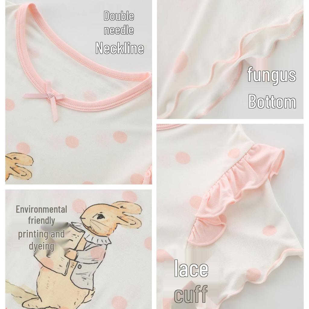 Summer Cartoon Girls' Nightgown - Breathable, Loose-Fit Pajamas for Baby Girls