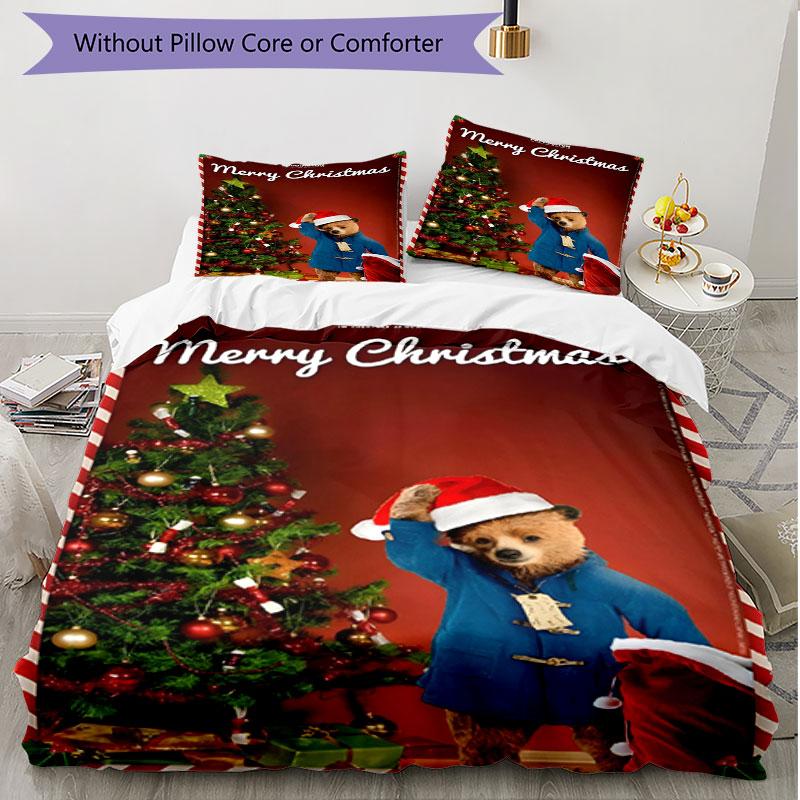 3pcs Duvet Cover Set (1*Duvet Cover + 2*Pillowcase, Without Core), Paddington Bear Print Soft All‑Season Bedding Set, Home Bedroom Decor Gift