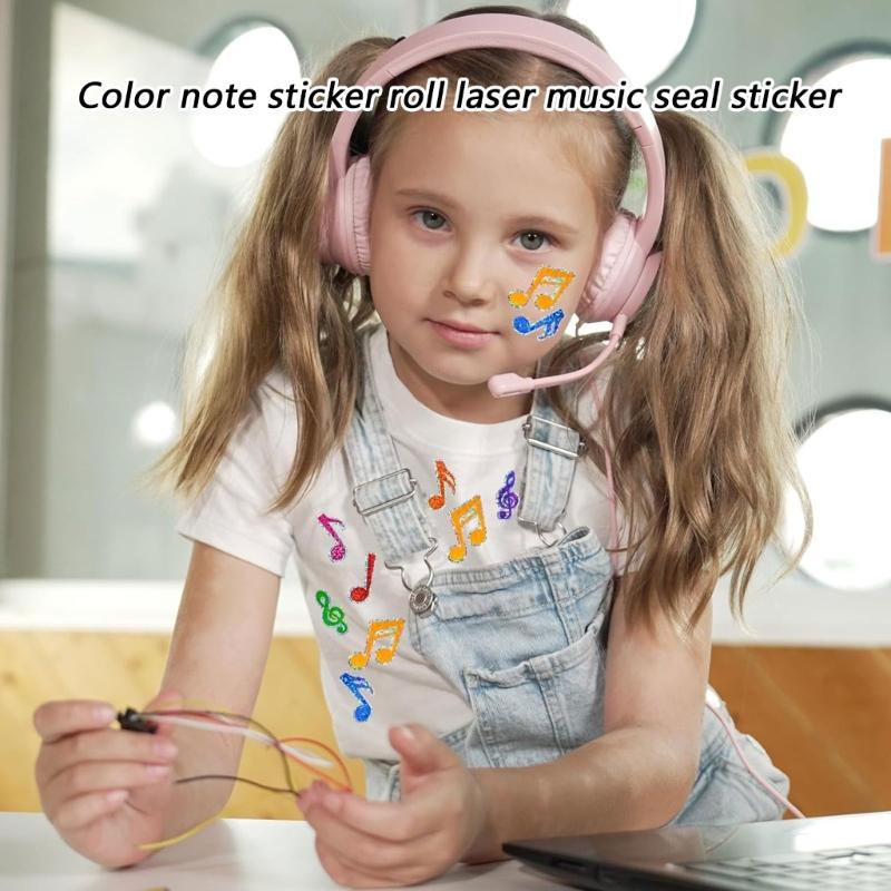 Colorful Glittering Musical Note Sticker Peeling and Stick Waterproof Decoration Adhesive Decal for Classroom Decors