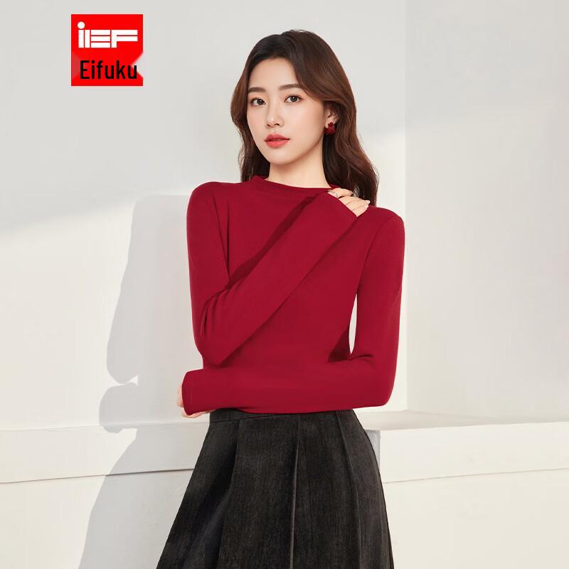 IEF Women s Korean Style Mock Neck Thin Knit Base Layer M