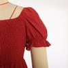 Plus Size Solid Color Casual Square Neck Vacation Dress with Smocked Puff Sleeves