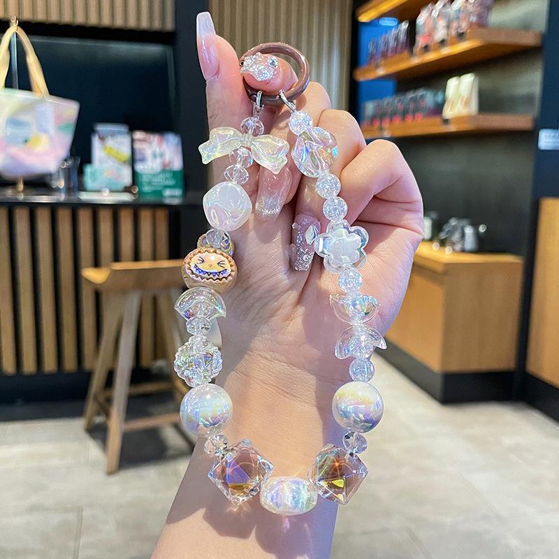 Kawaii Cute Bubble Mart Beaded Phone Chain Cartoon Keychian Pendant Backpack Decoration Accessories  Diy Beaded Keychian