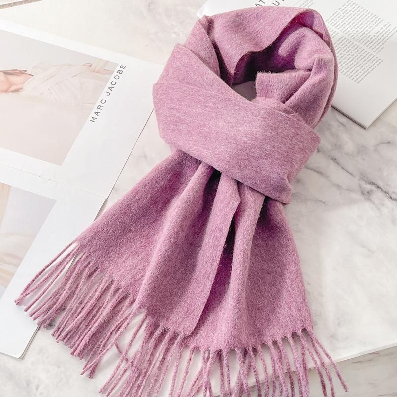 White Pure Scarf Women's Winter Korean Versatile High-end Sense Thickened Couple Scarf Dual-purpose High-end Gift