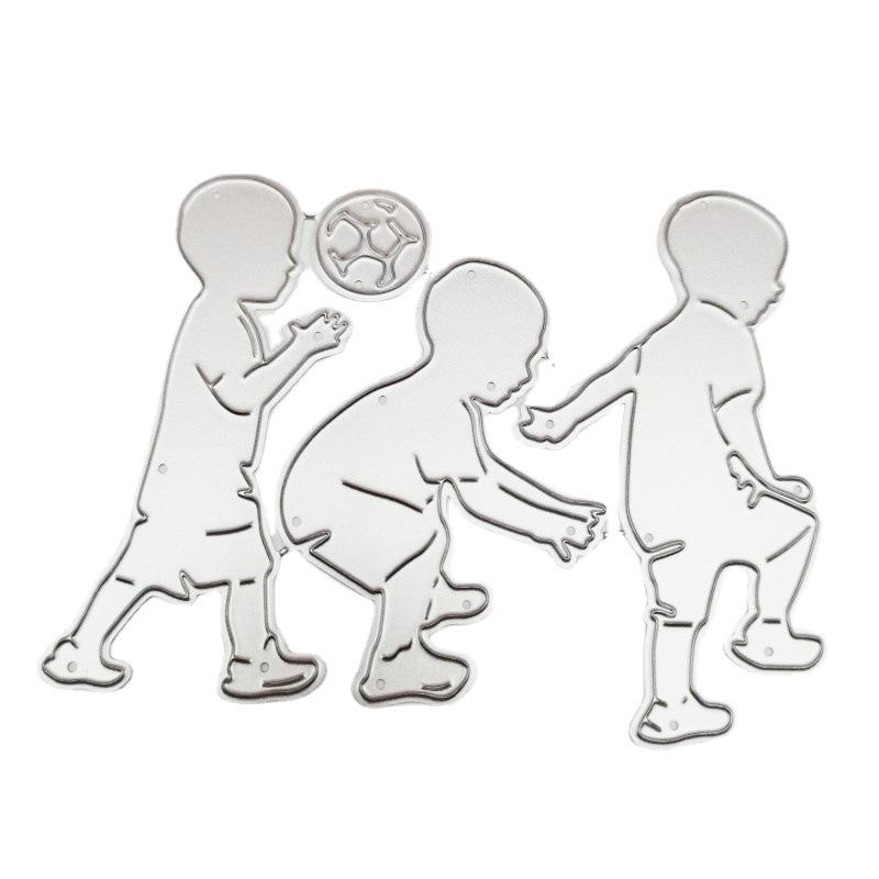 Children Playing Football Metal Cutting Dies Craft Embossing Scrapbooking Stamps for Card Making Decor