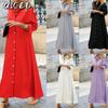 Women's Fashion Autumn Winter Solid Color Print Long Sleeve POLO Neck Casual Dresses