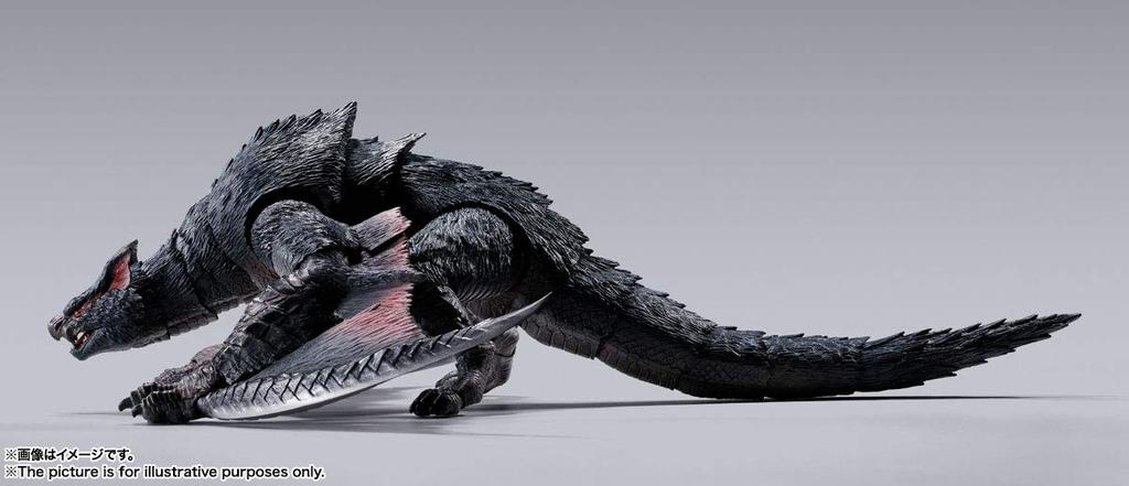 TAMASHII NATIONS MonsterArts Monster Hunter Iceborne Approximately 300mm ABS PVC Painted Action Figure S.H. World Nargacuga, &