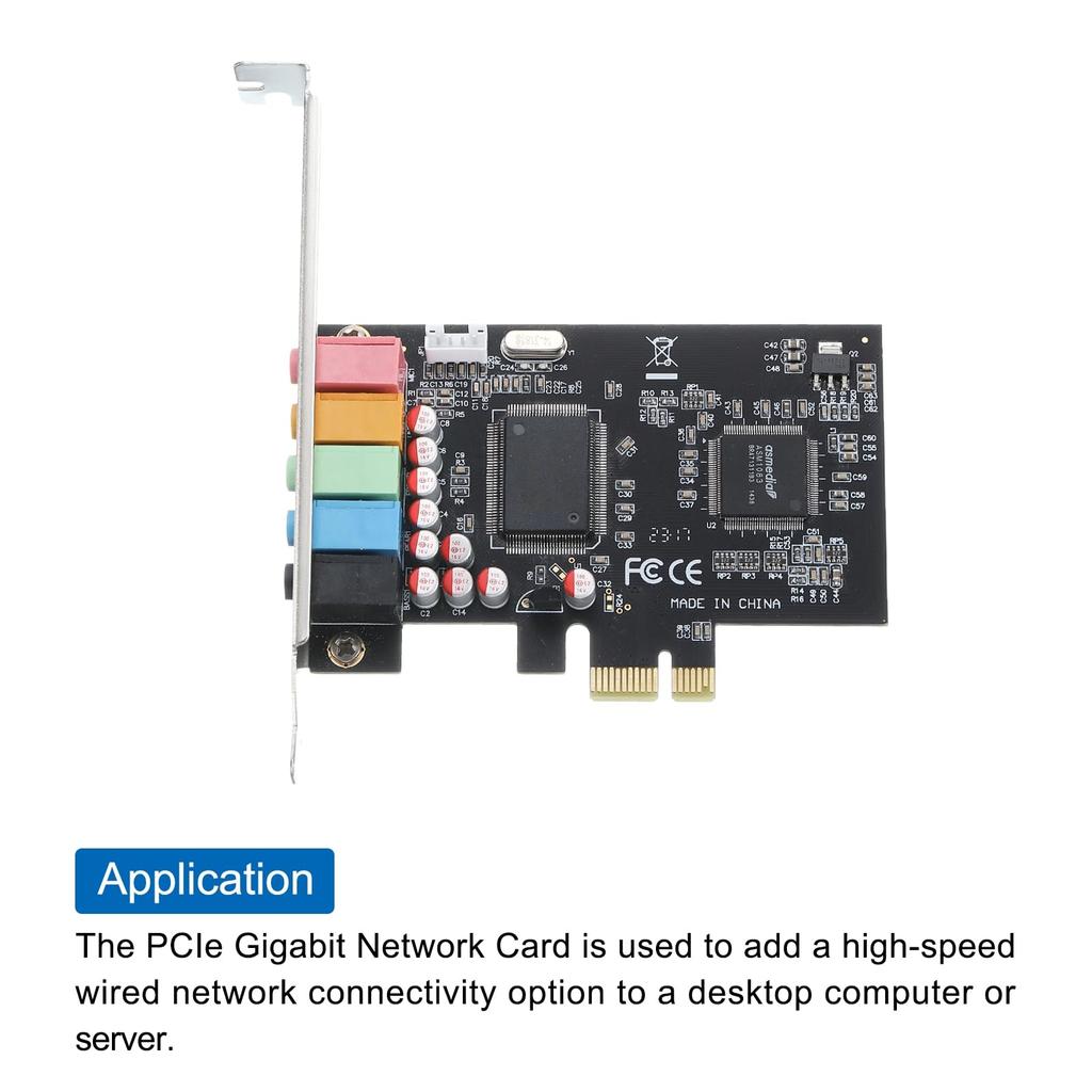 uxcell PCIe Sound Card Internal Stereo Audio Card 24 Bit with CD Computer Case Internal PCIe Channel Adapter Board for Desktop PC Computer Black 5.1