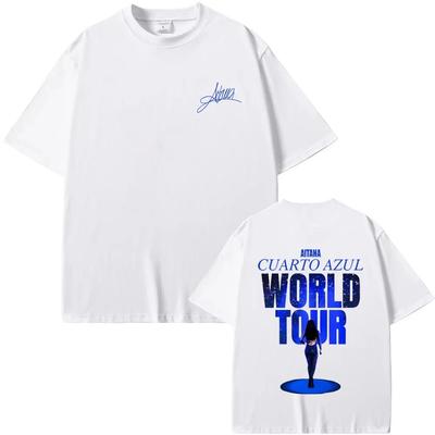 Aitana "Cuarto Azul World Tour" Silhouette Graphic Double Sided Oversized Spanish Pop Music Concert Fan Merch T-Shirt Top for Aitana Fans Latin Pop