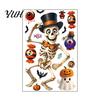 Electrostatic Glue Free Glass Film Halloween Static Window Clings, Removable Decals with Pumpkin Skull Bat Spider Funny Skeleton Jackolantern Stickers