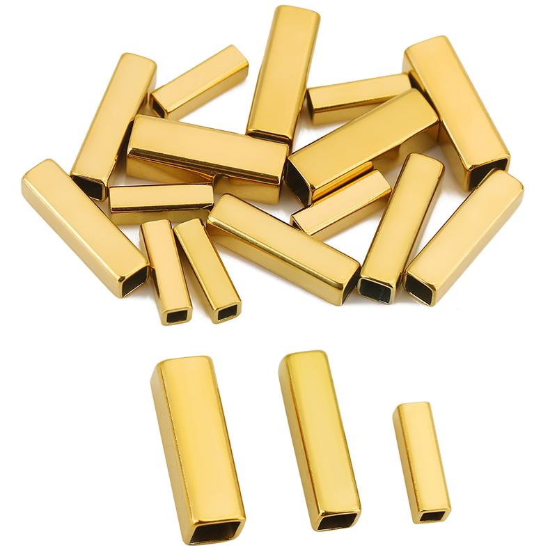 10pcs Large Hole Stainless Steel Square Spacer Beads 10 15 20 Mm Never Fade Necklace Tube Beads For Diy Bracelet Jewelry Making