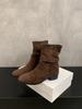Short boots 2025 autumn and winter new suede round head thick heel medium heel short boots pleated pile boots high heel western boots