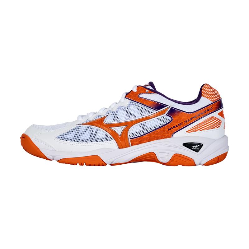 Mizuno Wave Supersonic CN Training Sports Durable Breathable Lightweight Low-Top Volleyball Shoes Unisex sneaker White Orange V1GA216161 36