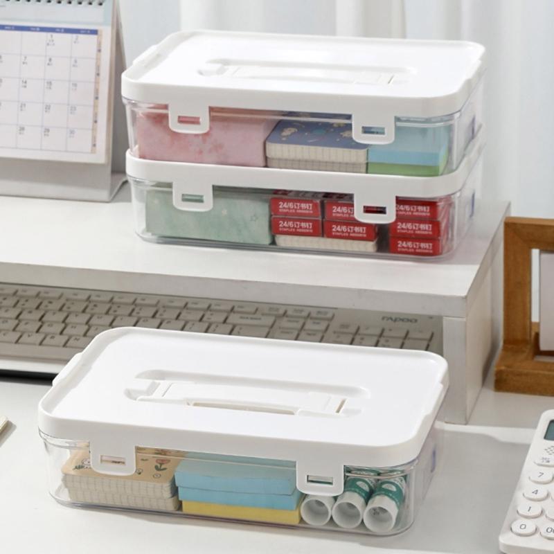 Pack of 3 Clear Organizers Container Featuring Comfortable Grips and Protective Covers Perfect for Desktop or Home Storage Applications