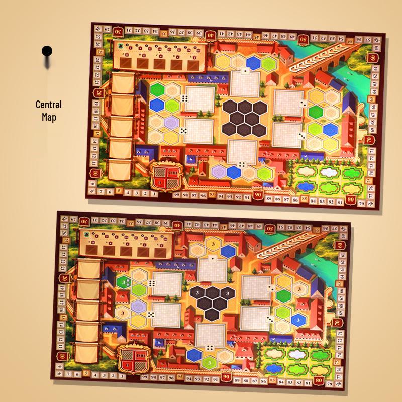 Burgundy Castles: High-Quality Chinese Edition Strategy Table Game with Expansion Map