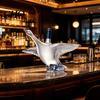 Transparent Core Bottle Goose Bird Shape Whiskey Decanter, 3D Glass Animal Liquor Sculpted for Bar Display, 350ml Art Wine Dispenser Home Amber Liquid